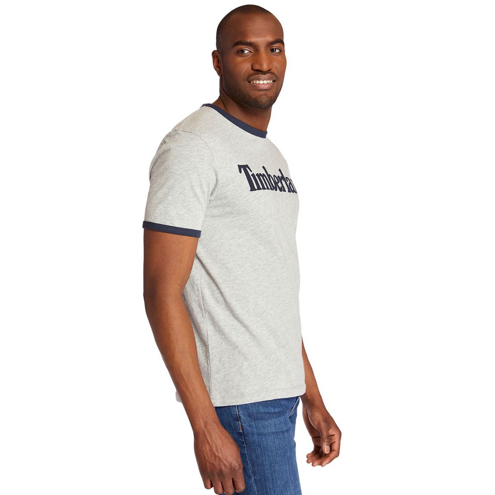 Timberland Mens T-Shirts TBL® Linear Logo Ringer - Grey - India RK9637018